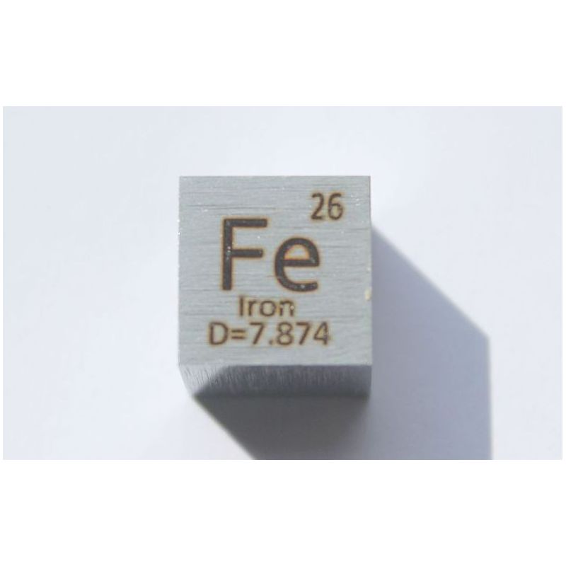 Jern Fe metal terning 10x10mm poleret 99,99% renhed terning