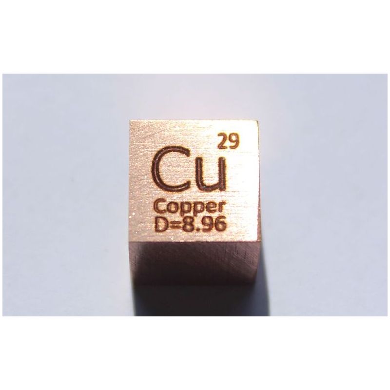 Kobber Cu metal terning 10x10mm poleret 99,95% renhed terning
