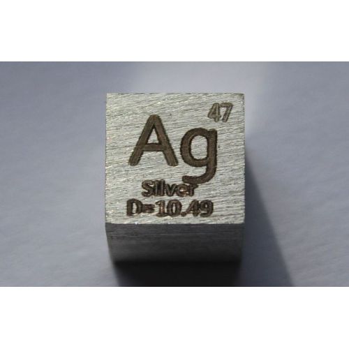 Sølv Ag metal terning 10x10mm poleret 99,99% renhed terning