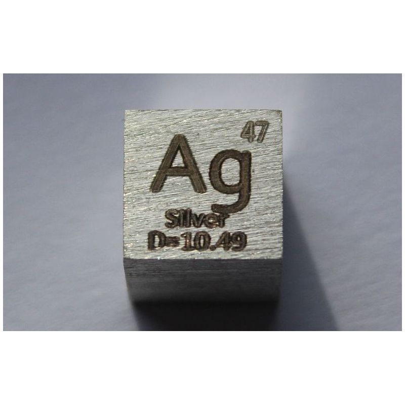 Sølv Ag metal terning 10x10mm poleret 99,99% renhed terning